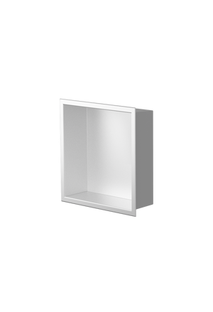 Ally wall niche, 12 × 12 in, matte white, three-quarter view on a transparent background