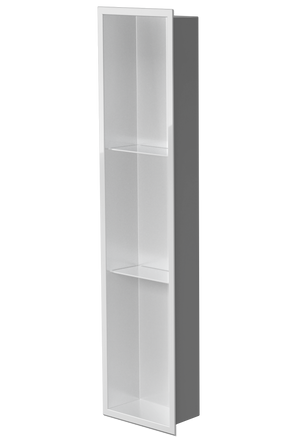 Ana wall niche, 36 × 8 in, glossy white, three-quarter view on a transparent background