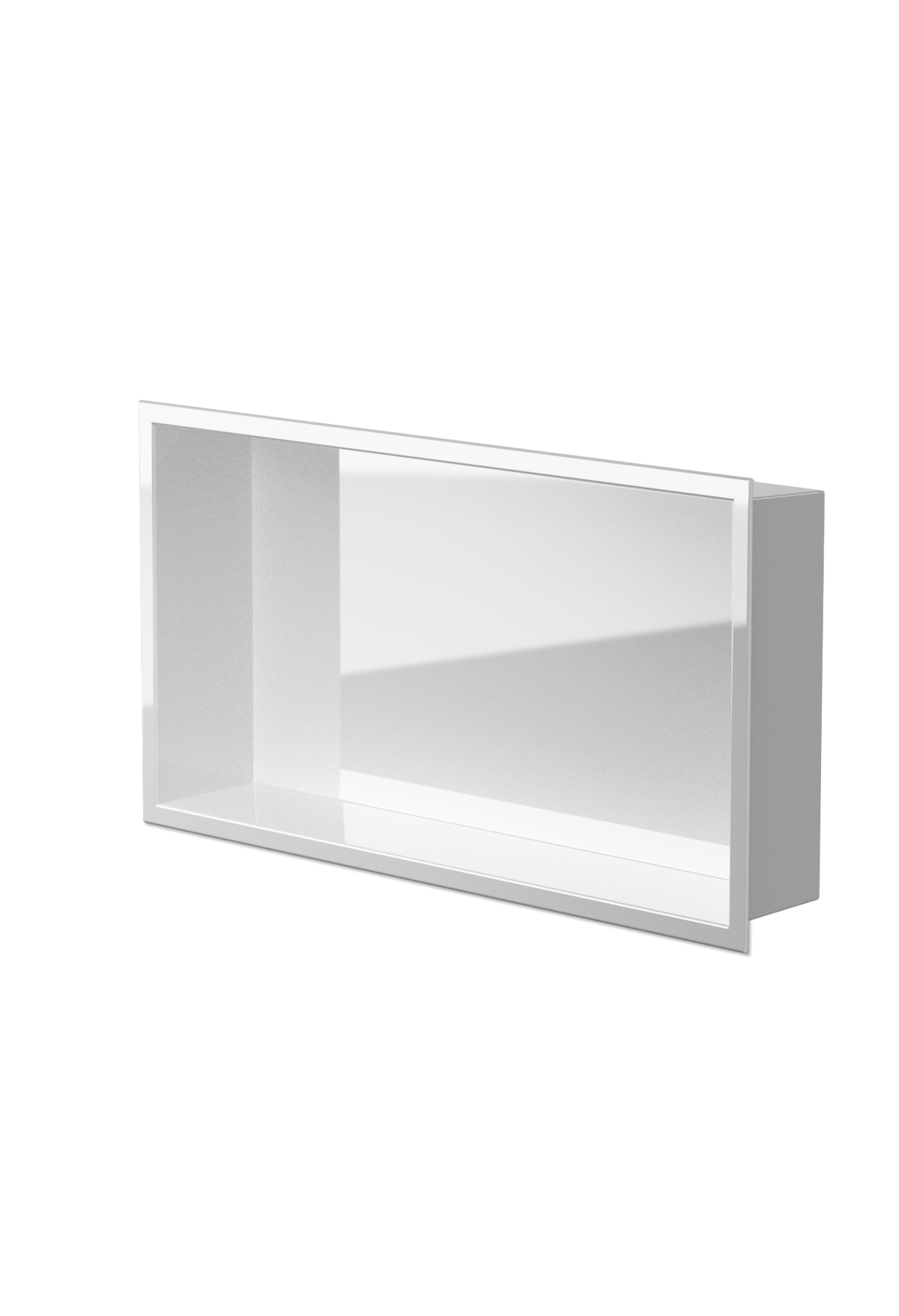 Andy wall niche, 12 × 24 in, glossy white, three-quarter view on a transparent background