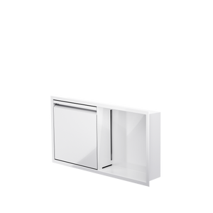 Door niche, 12 × 24 in, glossy white, door closed, three-quarter view on a transparent background