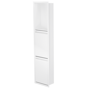 Door niche, 36 × 8 in, matte white, door closed, three-quarter view on a transparent background