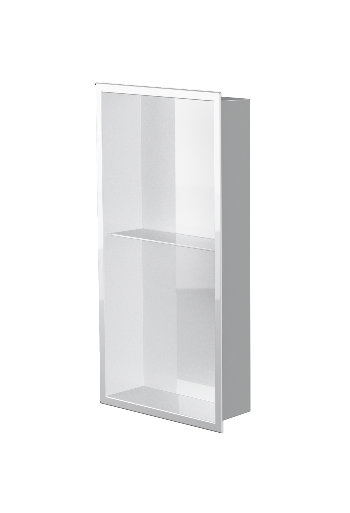 Acia wall niche, 24 × 12 in, glossy white, three-quarter view on a transparent background