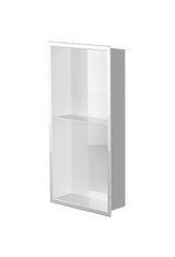 Acia wall niche, 24 × 12 in, glossy white, three-quarter view on a transparent background