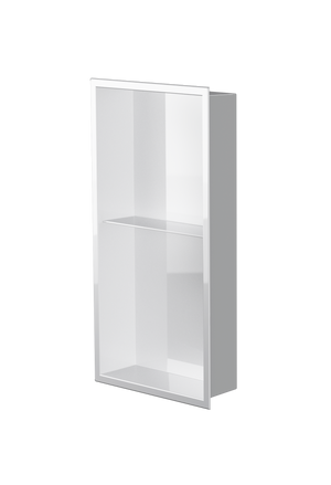 Acia wall niche, 24 × 12 in, glossy white, three-quarter view on a transparent background