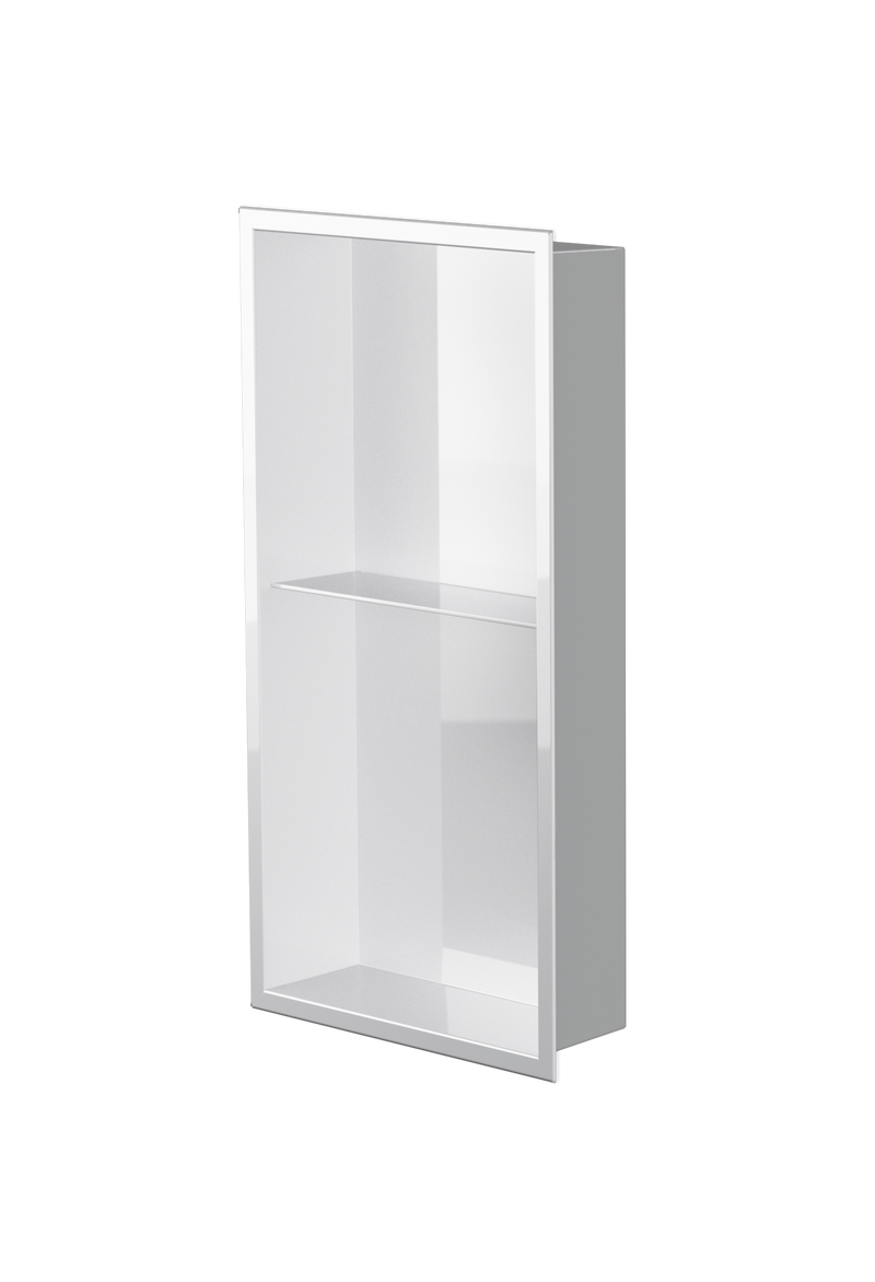 Acia wall niche, 24 × 12 in, glossy white, three-quarter view on a transparent background