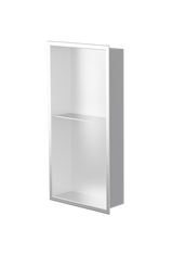 Acia wall niche, 24 × 12 in, matte white, three-quarter view on a transparent background