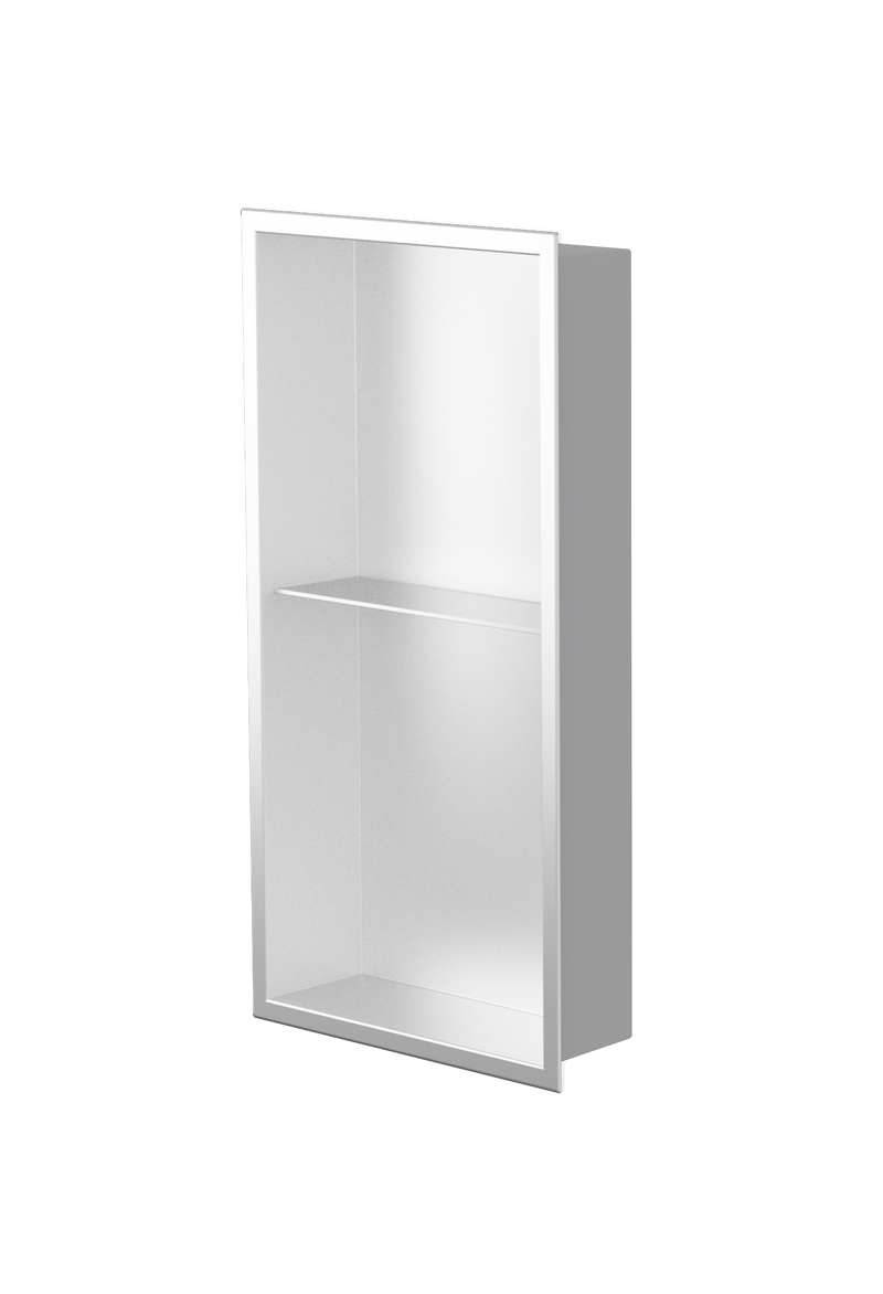 Acia wall niche, 24 × 12 in, matte white, three-quarter view on a transparent background