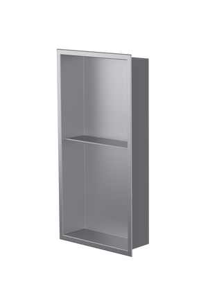 Acia wall niche, 24 × 12 in, matte gray, three-quarter view on a transparent background
