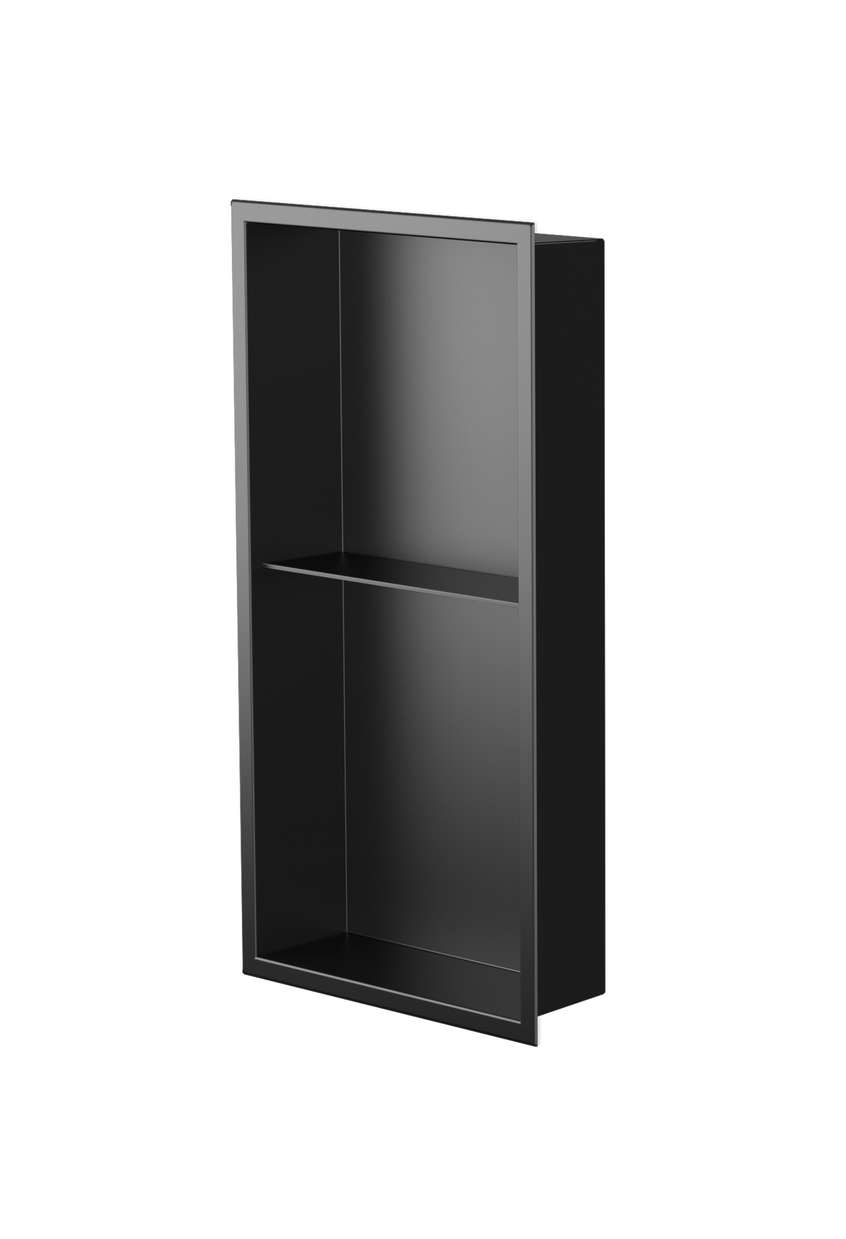Acia wall niche, 24 × 12 in, matte black, three-quarter view on a transparent background