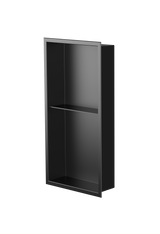 Acia wall niche, 24 × 12 in, matte black, three-quarter view on a transparent background