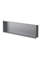 Alba wall niche, 12 × 48 in, matte gray, three-quarter view on a transparent background