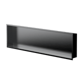 Niche murale Alba 12 × 48 po, fini PVD noir, vue de trois quarts.