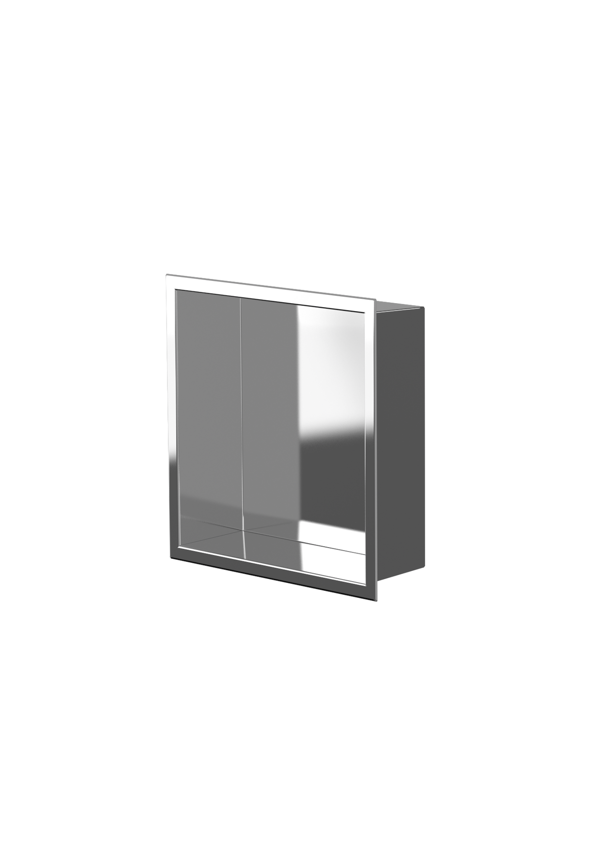 Ally wall niche, 12 × 12 in, mirror finish, three-quarter view on a transparent background