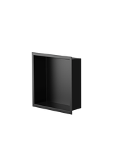 Ally wall niche, 12 × 12 in, matte black, three-quarter view on a transparent background