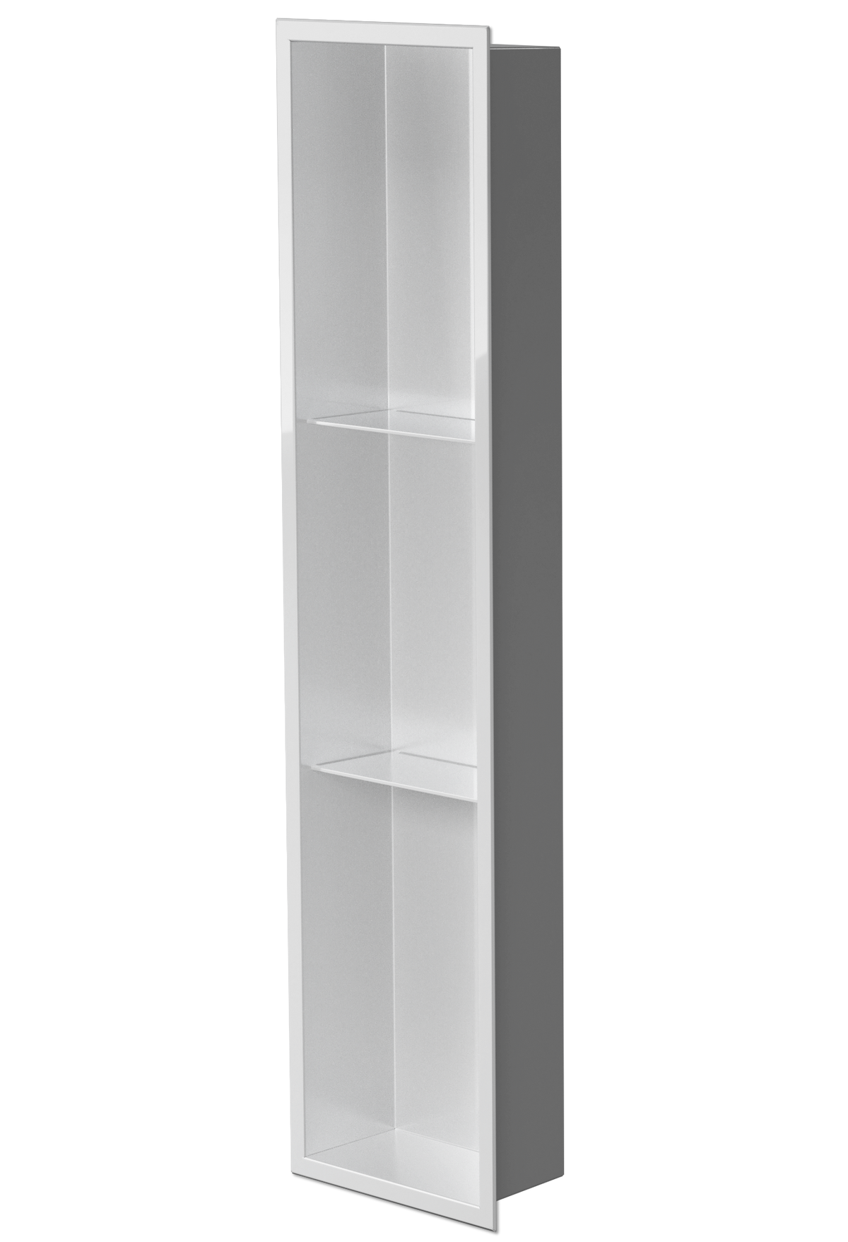Ana wall niche, 36 × 8 in, glossy white, three-quarter view on a transparent background
