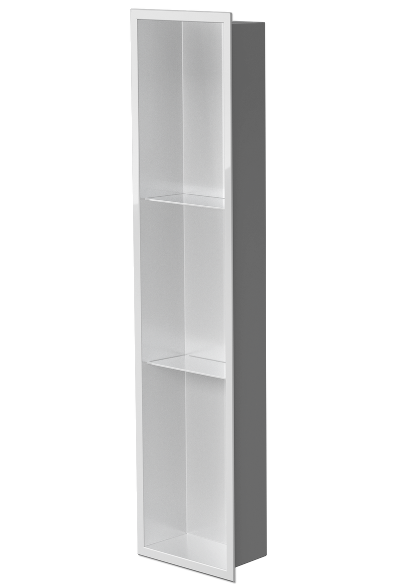 Ana wall niche, 36 × 8 in, glossy white, three-quarter view on a transparent background