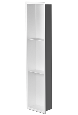 Ana wall niche, 36 × 8 in, matte white, three-quarter view on a transparent background