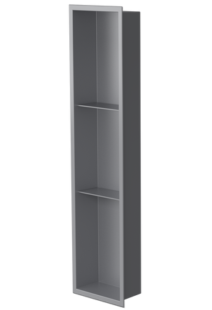 Ana wall niche, 36 × 8 in, matte gray, three-quarter view on a transparent background