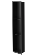 Ana wall niche, 36 × 8 in, matte black, three-quarter view on a transparent background