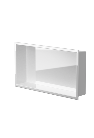 Andy wall niche, 12 × 24 in, glossy white, three-quarter view on a transparent background