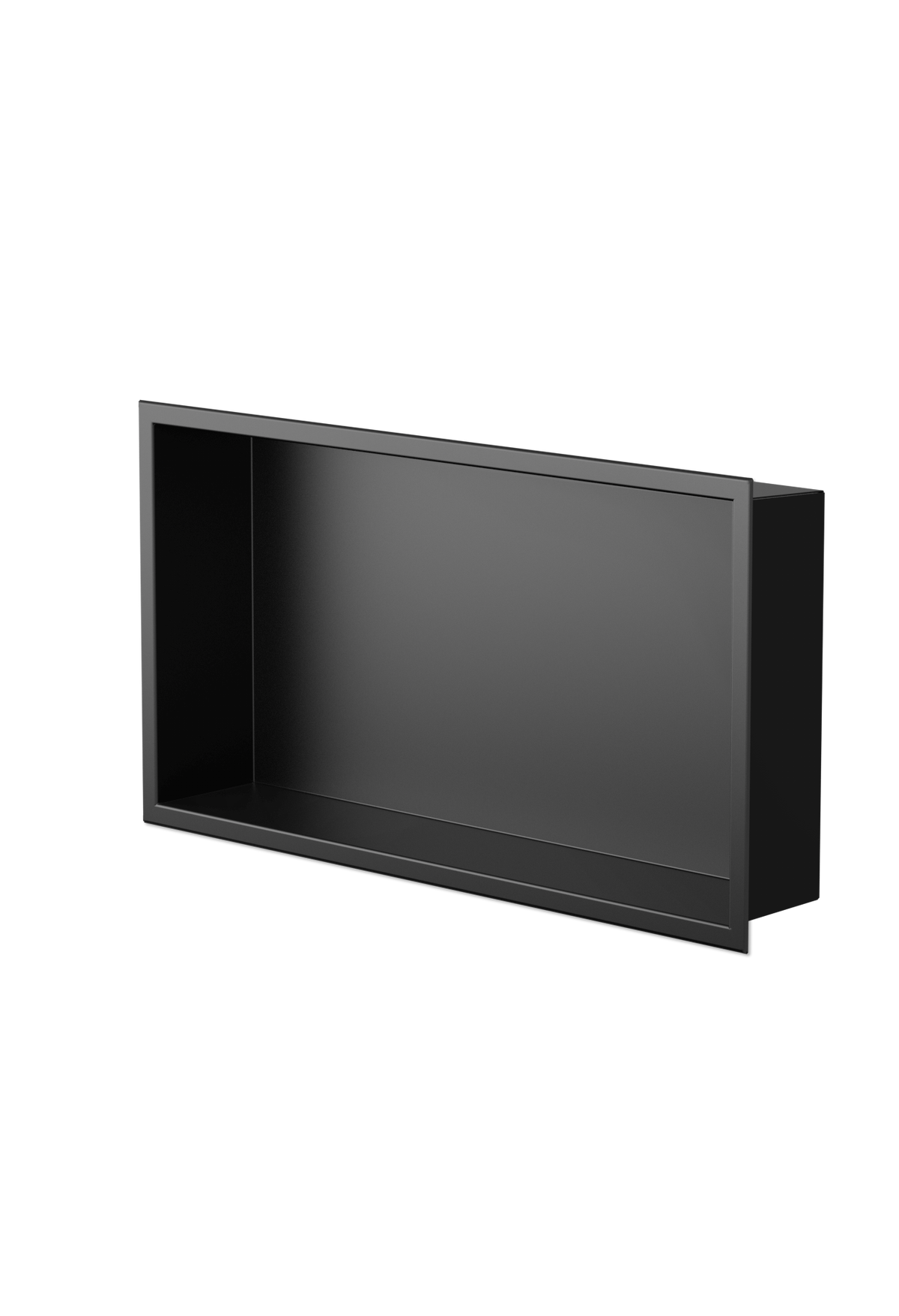 Andy wall niche, 12 × 24 in, matte black, three-quarter view on a transparent background