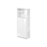 Niche WC 24 × 10,5 po blanc lustré de trois quarts sur fond transparent, porte fermée, compartiment du haut vide