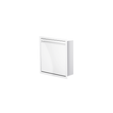 Door niche, 12 × 12 in, glossy white, door closed, three-quarter view on a transparent background