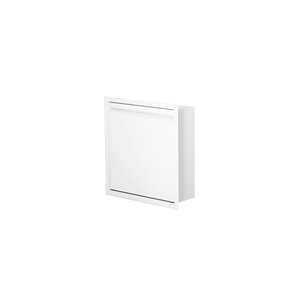 Door niche, 12 × 12 in, matte white, door closed, three-quarter view on a transparent background