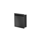 Door niche, 12 × 12 in, matte black, door closed, three-quarter view on a transparent background