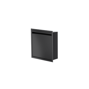 Door niche, 12 × 12 in, matte black, door closed, three-quarter view on a transparent background