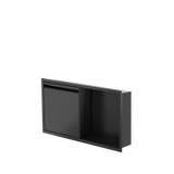 Door niche, 12 × 24 in, matte black, door closed, three-quarter view on a transparent background