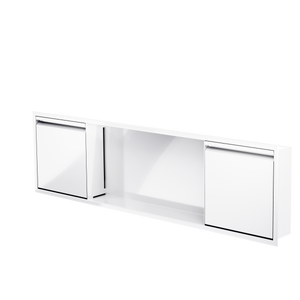 Door niche, 12 × 48 in, glossy white, door closed, three-quarter view on a transparent background
