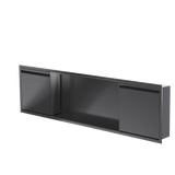 Door niche, 12 × 48 in, black PVD, door closed, three-quarter view on a transparent background