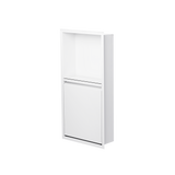 Door niche, 24 × 12 in, matte white, door closed, three-quarter view on a transparent background